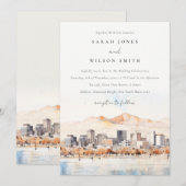 Salt Lake City, Utah Watercolor Landscape Wedding 招待状 (正面/裏面)