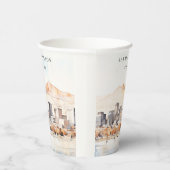 Salt Lake City, Utah Watercolor Landscape Wedding 紙コップ (右)