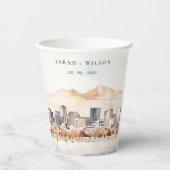 Salt Lake City, Utah Watercolor Landscape Wedding 紙コップ (正面)