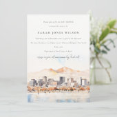 Salt Lake City Utah Watercolor Scape Baby Shower 招待状 (スタンド正面)