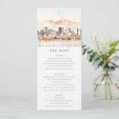 Salt Lake City, Utah Watercolor Scape Wedding Menu 招待状 (スタンド正面)