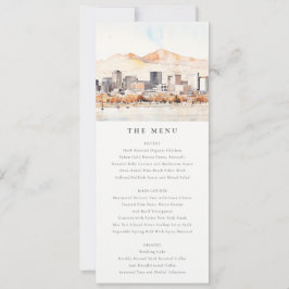Salt Lake City, Utah Watercolor Scape Wedding Menu 招待状