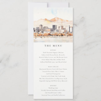 Salt Lake City, Utah Watercolor Scape Wedding Menu 招待状