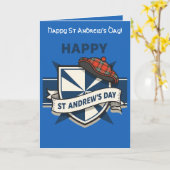 Saltire Shield, Festive Banner, and Plaid Tam カード (黄色い花)