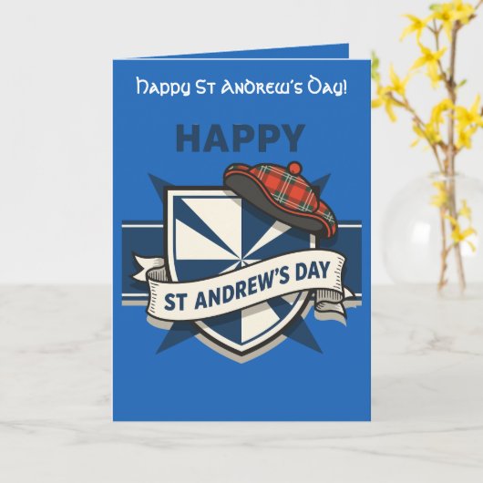 Saltire Shield, Festive Banner, and Plaid Tam カード (黄色い花)