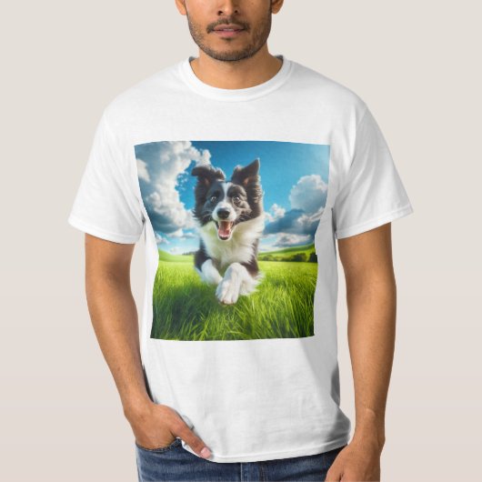 Salto de Alegría: Border Collie en el Campo Tシャツ (正面)
