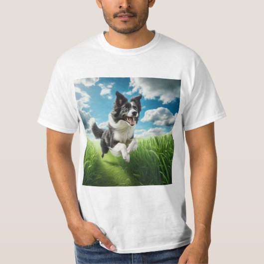 Salto de Alegría: Un Border Collie en Plena Acción Tシャツ (正面)