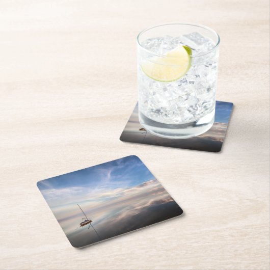 Saltonの穏やかな水に単独ヨット スクエアペーパーコースター (インサイチュ)