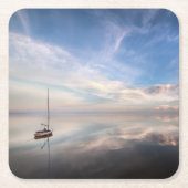 Saltonの穏やかな水に単独ヨット スクエアペーパーコースター (正面)