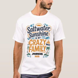 Saltwater Sunshine ファミリトリップ 名前+日付 カスタム Tシャツ
