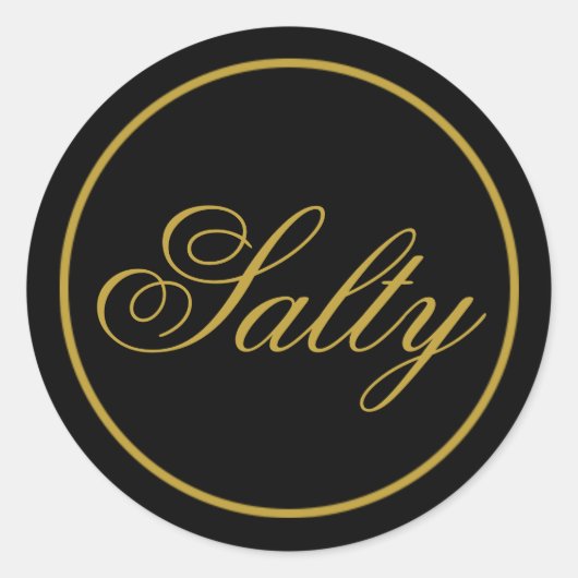 "Salty"のステッ結婚ク – ブラック金ゴールド ラウンドシール (正面)