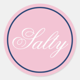 "Salty"のステッ結婚ク – 赤面ピンク/ネイビー ラウンドシール