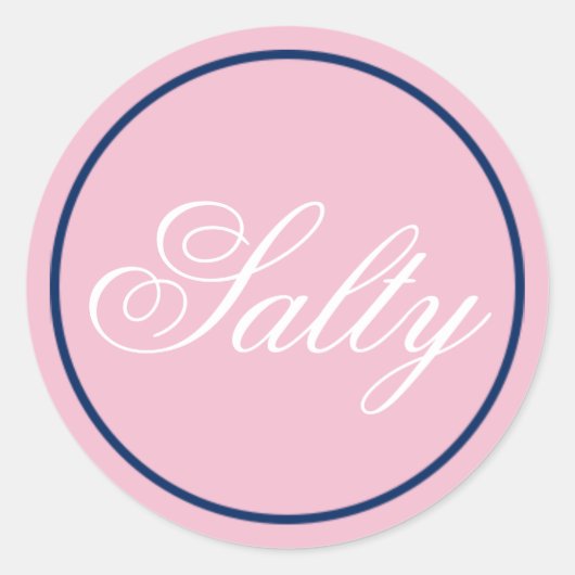"Salty"のステッ結婚ク – 赤面ピンク/ネイビー ラウンドシール (正面)