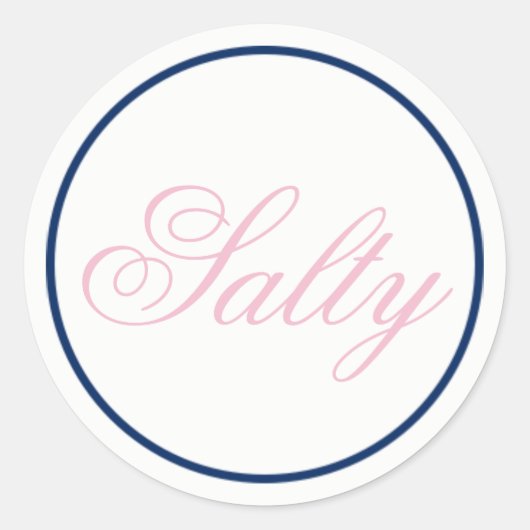 "Salty"のステッ結婚ク – 赤面ピンク/ネイビー ラウンドシール (正面)