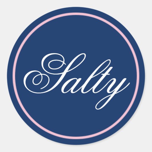 "Salty"のステッ結婚ク – 赤面ピンク/ネイビー ラウンドシール (正面)