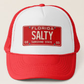 Salty 1969 | Red Retro Florida License Plate Surf キャップ (正面)
