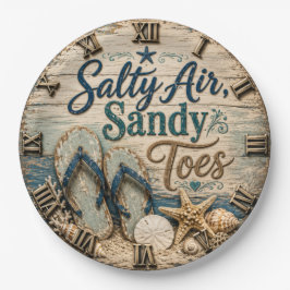 Salty Air Sandy Toes Coastal Beach House Flip Flop ペーパープレート