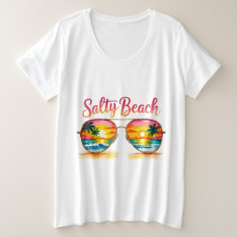 Salty Beach  プラスサイズTシャツ