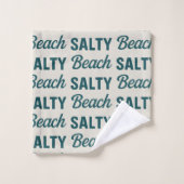 Salty Beach Coastal Teal Graphic Print Ocean Decor バスタオルセット (ウォッシュタオル)