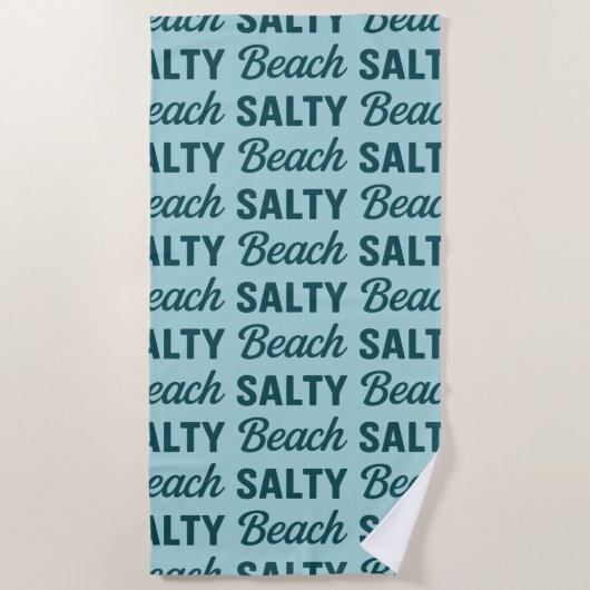 Salty Beach - Coastal Teal Sea Glass Graphic Print ビーチタオル (正面)