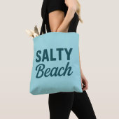 Salty Beach Life - Coastal Teal Blue Graphic Print トートバッグ (クローズアップ)