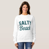 Salty Beach Life Coastal Teal Ocean Graphic Print スウェットシャツ (正面フル)