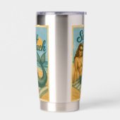 Salty Beach Pin-Up Mermaid Art Retro Coastal Life 保温保冷タンブラー (左面)