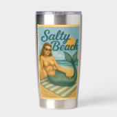 Salty Beach Pin-Up Mermaid Art Retro Coastal Life 保温保冷タンブラー (背面)