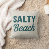Salty Beach - Reversible Coastal Teal Ocean Print クッション (ブランケット)