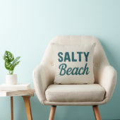 Salty Beach Reversible Teal Coastal Decor Graphic クッション (椅子)