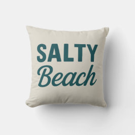 Salty Beach Reversible Teal Coastal Decor Graphic クッション