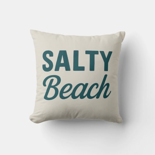 Salty Beach Reversible Teal Coastal Decor Graphic クッション (正面)