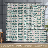Salty Beach Sand & Teal Coastal Life Surf Graphic  シャワーカーテン