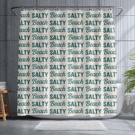 Salty Beach Sand & Teal Coastal Life Surf Graphic  シャワーカーテン