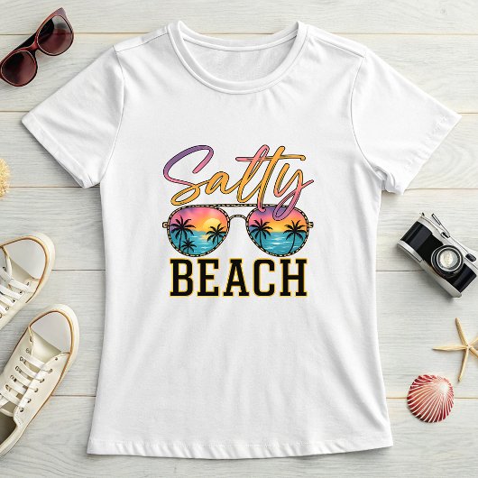 Salty Beach Sunglasses;  Retro Summer Palm Tree  Tシャツ