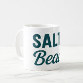 Salty Beach Teal Coastal Life Ocean Graphic Print コーヒーマグカップ (正面左)