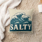 Salty Blue Surf Beach Waves Nautical Coastal Decor クッション (ブランケット)