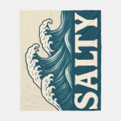 Salty Blue Surf Beach Waves Nautical Coastal Decor フリースブランケット (正面)