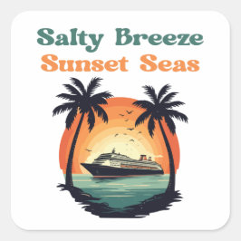 Salty Breeze Sunset Seas Retro Cruise Vibes スクエアシール