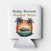 Salty Breeze Sunset Seas Retro Cruise Vibes 缶クーラー (裏面)