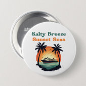 Salty Breeze Sunset Seas Retro Cruise Vibes 缶バッジ (正面&裏面)
