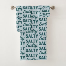 Salty Coastal Life -Blue Graphic Print Beach Decor バスタオルセット