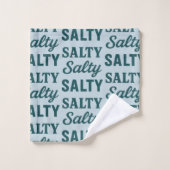 Salty Coastal Life -Blue Graphic Print Beach Decor バスタオルセット (ウォッシュタオル)