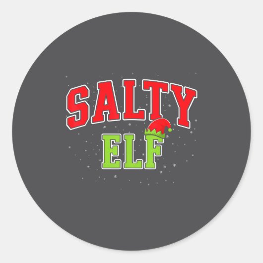 Salty Elf Christmas Family Matching Group Xmas  ラウンドシール (正面)