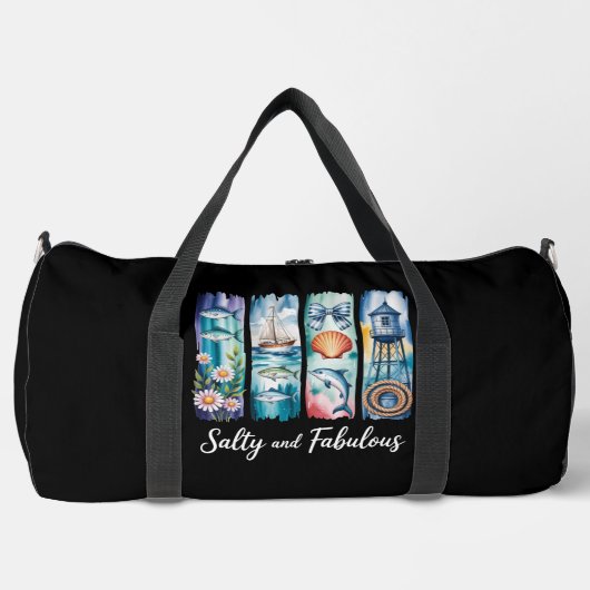 Salty Fabulous Nautical Ocean Elements Life ダッフルバッグ (正面)