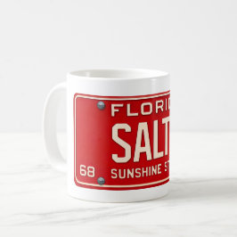 Salty Life 1969 | レトロな赤いフロリダ州ナンバープレート コーヒーマグカップ