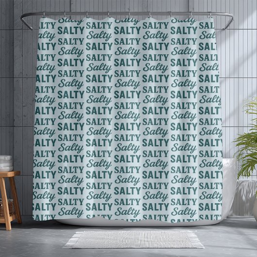 Salty Life | Blue Surf Graphic Beach House Decor シャワーカーテン