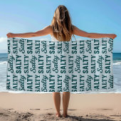 Salty Life Coastal Lover - Teal Blue Graphic Print ビーチタオル