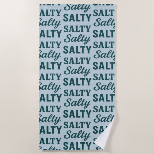 Salty Life Coastal Lover - Teal Blue Graphic Print ビーチタオル (正面)