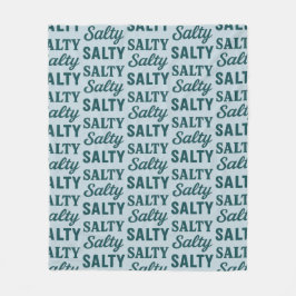 Salty Life Coastal Lover - Teal Blue Graphic Print フリースブランケット